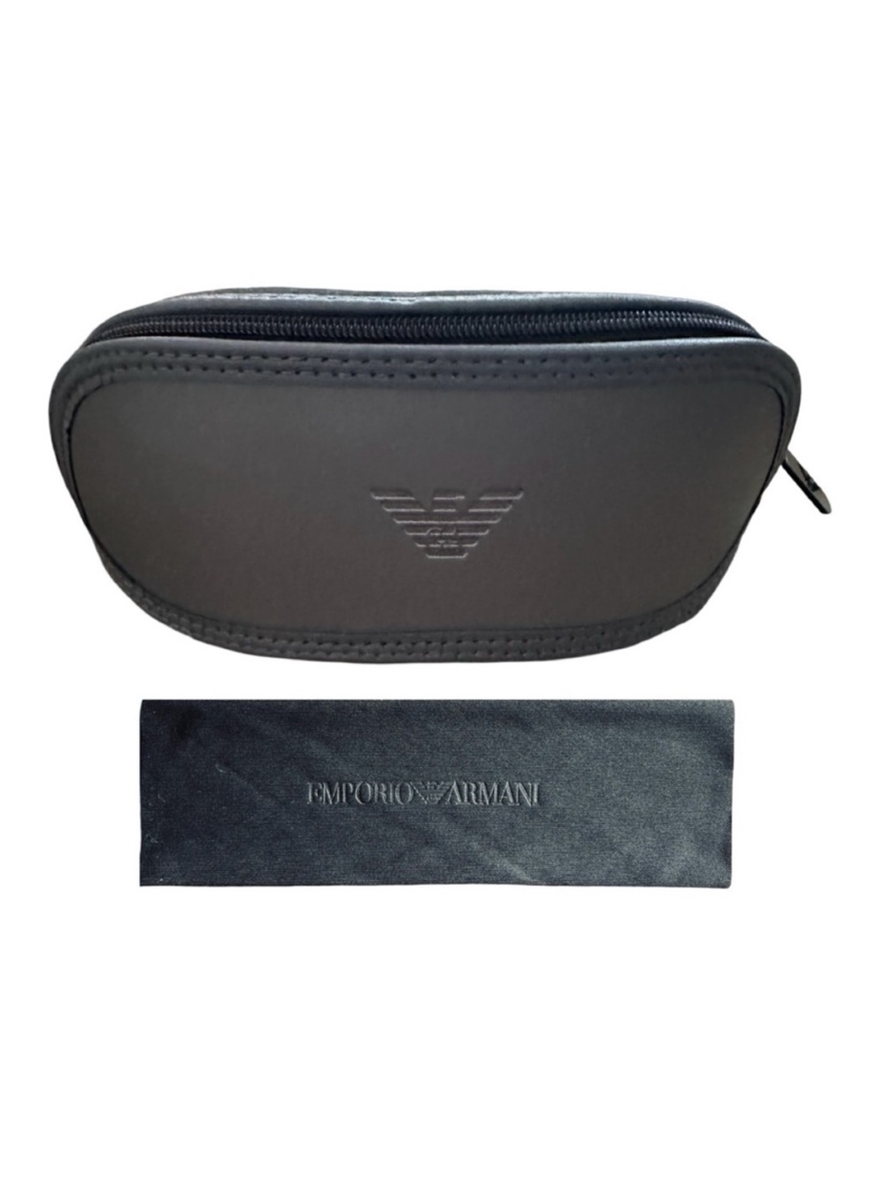 EMPORIO ARMANI Gray Eyeglass Sunglasses Case Pouch w/Zipper & Cloth